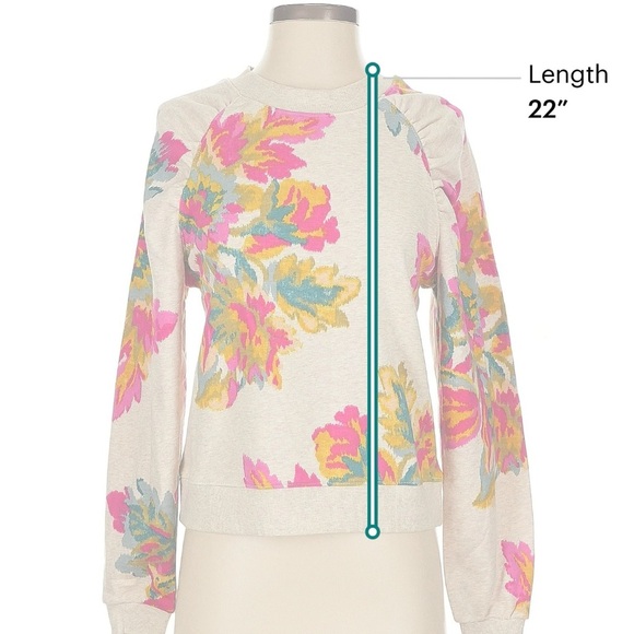 Anthropologie Pink and Yellow Crew Neck Sweater with Floral Design - Picture 7 of 8